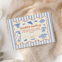 Met de hand getekende Italiaanse babyshower luiers Informatiekaartje