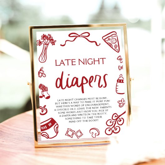 Met de hand getekende Italiaanse babyshowerluiers Poster
