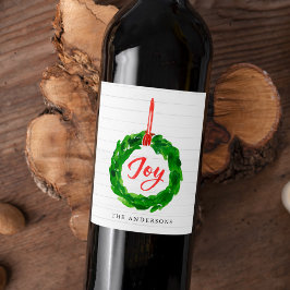 Met de hand getekende Joyful Holiday Wreater Wijn Etiket
