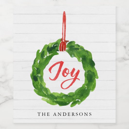Met de hand getekende Joyful Holiday Wreater Wijn Etiket (Enkel label)