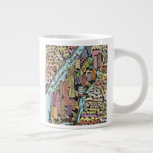 Met de hand getekende kaart van New York City Grote Koffiekop