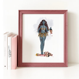 Met de hand getekende Kali maa, Indiase kunst Poster