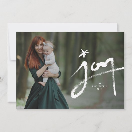 Met de hand getekende kalligrafie geborsteld joy m feestdagenkaart (Voorkant)