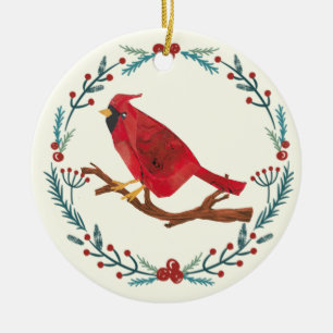 Met de hand getekende kardinaal elegant gepersonal keramisch ornament