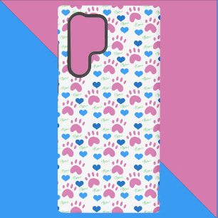 Met de Hand Getekende Kattenpoten Harten Meows Roz Samsung Galaxy Hoesje