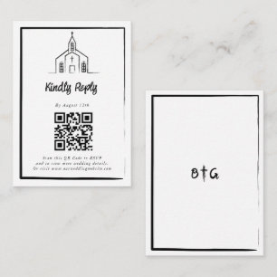 Met de Hand Getekende Kerk Traditionele Whimsical  Informatiekaartje