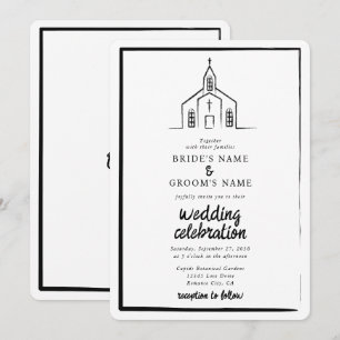 Met de Hand Getekende Kerk Traditionele Whimsical Kaart
