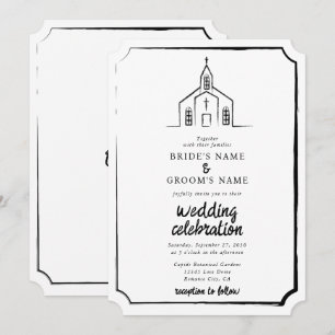 Met de Hand Getekende Kerk Traditionele Whimsical Kaart