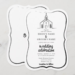 Met de Hand Getekende Kerk Traditionele Whimsical Kaart