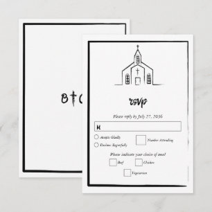 Met de Hand Getekende Kerk Traditionele Whimsical RSVP Kaartje