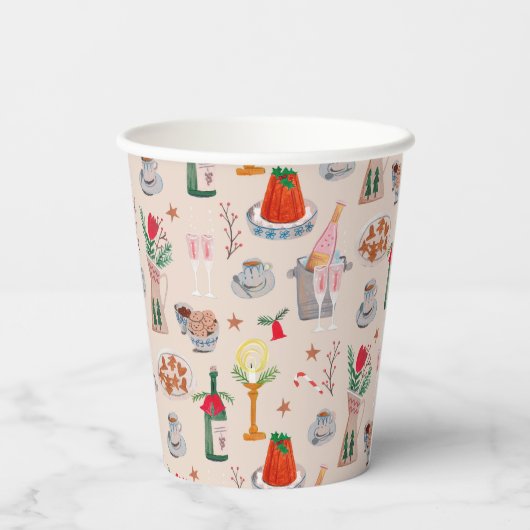 Met de Hand Getekende Kerst Bruidsdouche Deel Eén  Papieren Bekers (Achterkant)