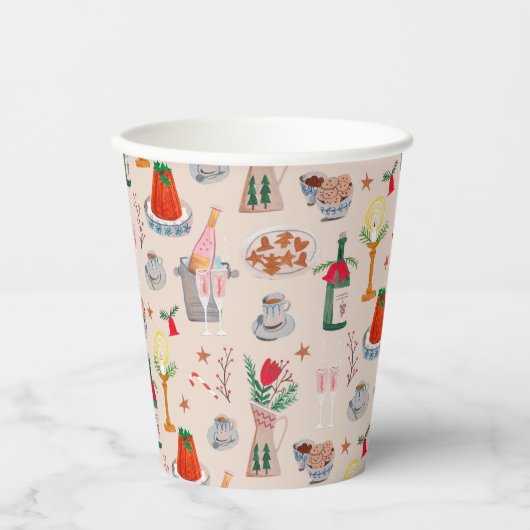 Met de Hand Getekende Kerst Bruidsdouche Deel Eén  Papieren Bekers (Voorkant)