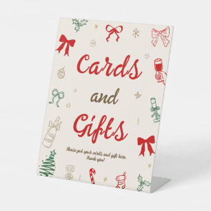 Met de Hand Getekende Kerst Bruiloftsshow Kaarten Reclamebord Met Voetstuk