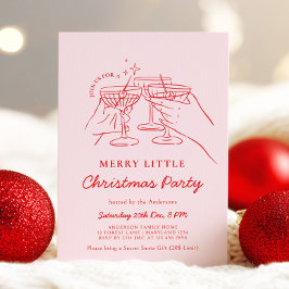Met de hand getekende kerst-cocktailparty-uitnodig kaart