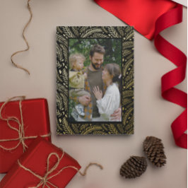 Met de hand getekende kerst dennenboom foto folie feestdagenkaart