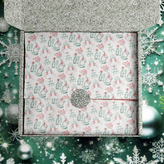 Met de Hand Getekende Kerst Drinkjes Tissuepapier