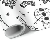 Met de Hand Getekende Kerst Krabbeltekening Cadeaupapier (Rol Hoek)