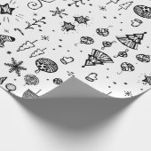 Met de Hand Getekende Kerst Krabbeltekening Cadeaupapier (Hoek)
