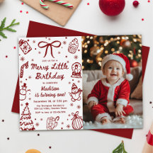 Met de hand getekende Kerst Merry Little Verjaarda