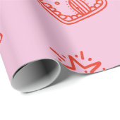 Met de hand getekende Kerst Roze en Rood Cadeaupapier (Rol Hoek)
