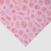 Met de hand getekende Kerst Roze en Rood Tissuepapier (Detail)