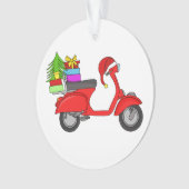 Met de hand getekende Kerst-scooter met cadeaus Ornament (voorkant)
