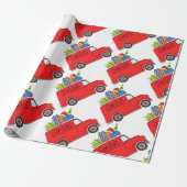 Met de hand getekende kerstauto cadeaupapier (Uitgerold)