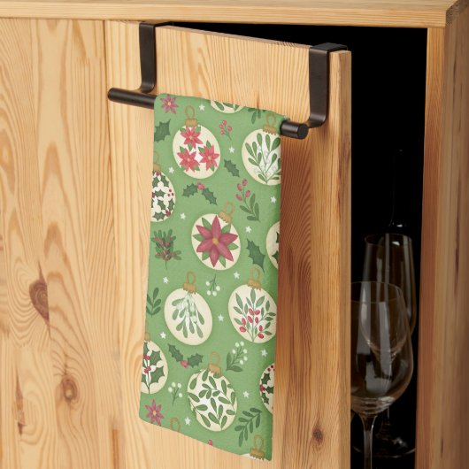 Met de Hand Getekende Kerstbal Keukenhanddoek (Derde Gevouwen)