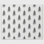 Met de hand getekende kerstboom in zwart-wit en go cadeaupapier (Vlak)
