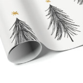 Met de hand getekende kerstboom in zwart-wit en go cadeaupapier (Rol Hoek)