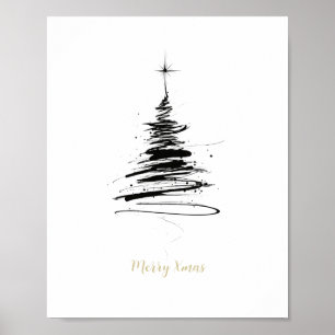 Met de hand getekende Kerstboom Poster