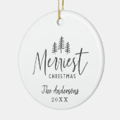 Met de hand getekende kerstboomfoto keramisch ornament (Links)