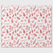 Met de hand getekende kerstdecoraties Holiday Set Cadeaupapier (Vlak)