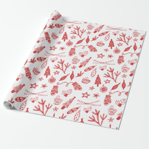 Met de hand getekende kerstdecoraties Holiday Set Cadeaupapier