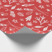 Met de hand getekende kerstdecoraties Kerstset Roo Cadeaupapier (Hoek)