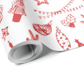 Met de hand getekende kerstdecorset cadeaupapier (Rol Hoek)