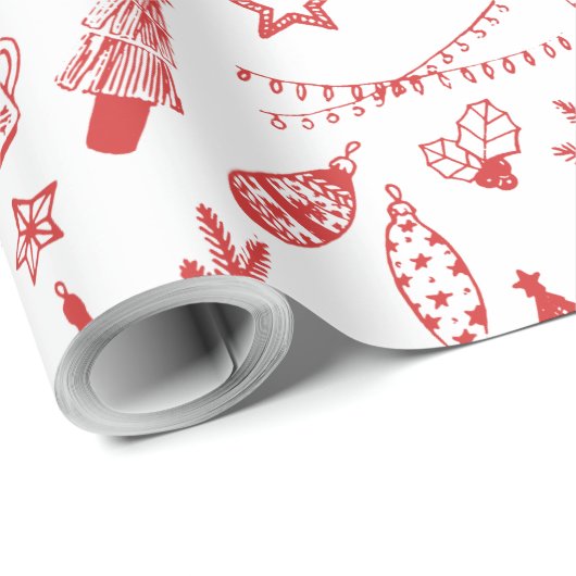 Met de hand getekende kerstdecorset cadeaupapier (Rol Hoek)