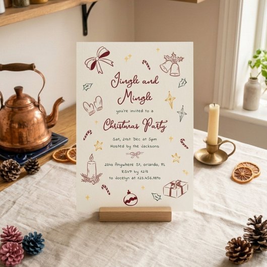 Met de Hand Getekende Kerstfeest Uitnodiging