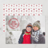 Met de hand getekende kerstfeestdag fotokaart feestdagenkaart (Voorkant / Achterkant)