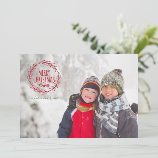 Met de hand getekende kerstfeestdag fotokaart feestdagenkaart (Staand voorkant)