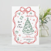 Met de Hand Getekende Kerstfeestviering Kaart (Staand voorkant)