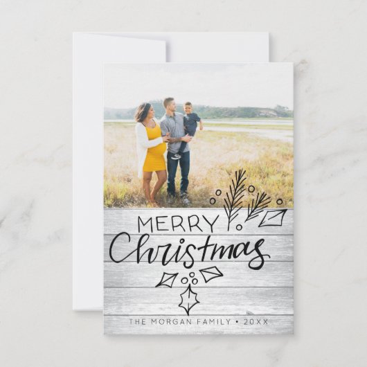 Met de hand getekende kerstfotokaarten bedankkaart (Voorkant)