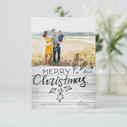 Met de hand getekende kerstfotokaarten bedankkaart (Staand voorkant)