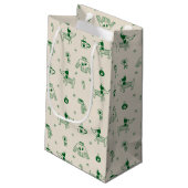 Met de Hand Getekende Kersthonden Cadeautas (Achterkant Gekanteld)