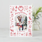 Met de Hand Getekende Kerstkaart (Staand voorkant)