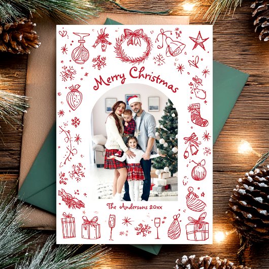 Met de Hand Getekende Kerstkaart
