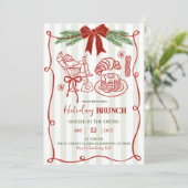 Met de hand getekende Kerstman Doodle Kerst Brunch Kaart (Staand voorkant)