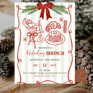 Met de hand getekende Kerstman Doodle Kerst Brunch Kaart