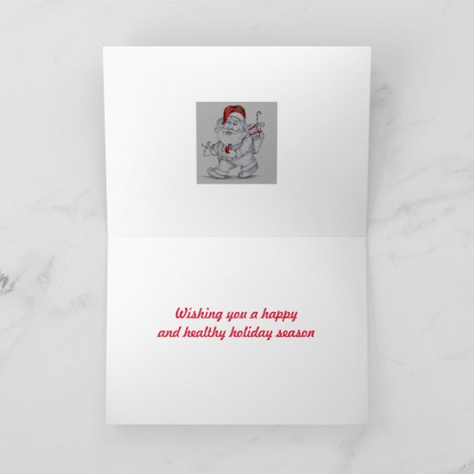 Met de hand getekende kerstman kaart (Binnen)