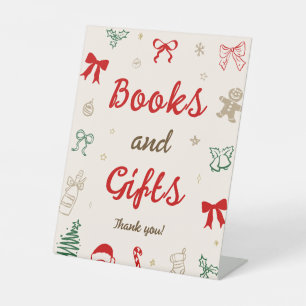 Met de Hand Getekende Kerstmis Baby Shower Boeken Reclamebord Met Voetstuk
